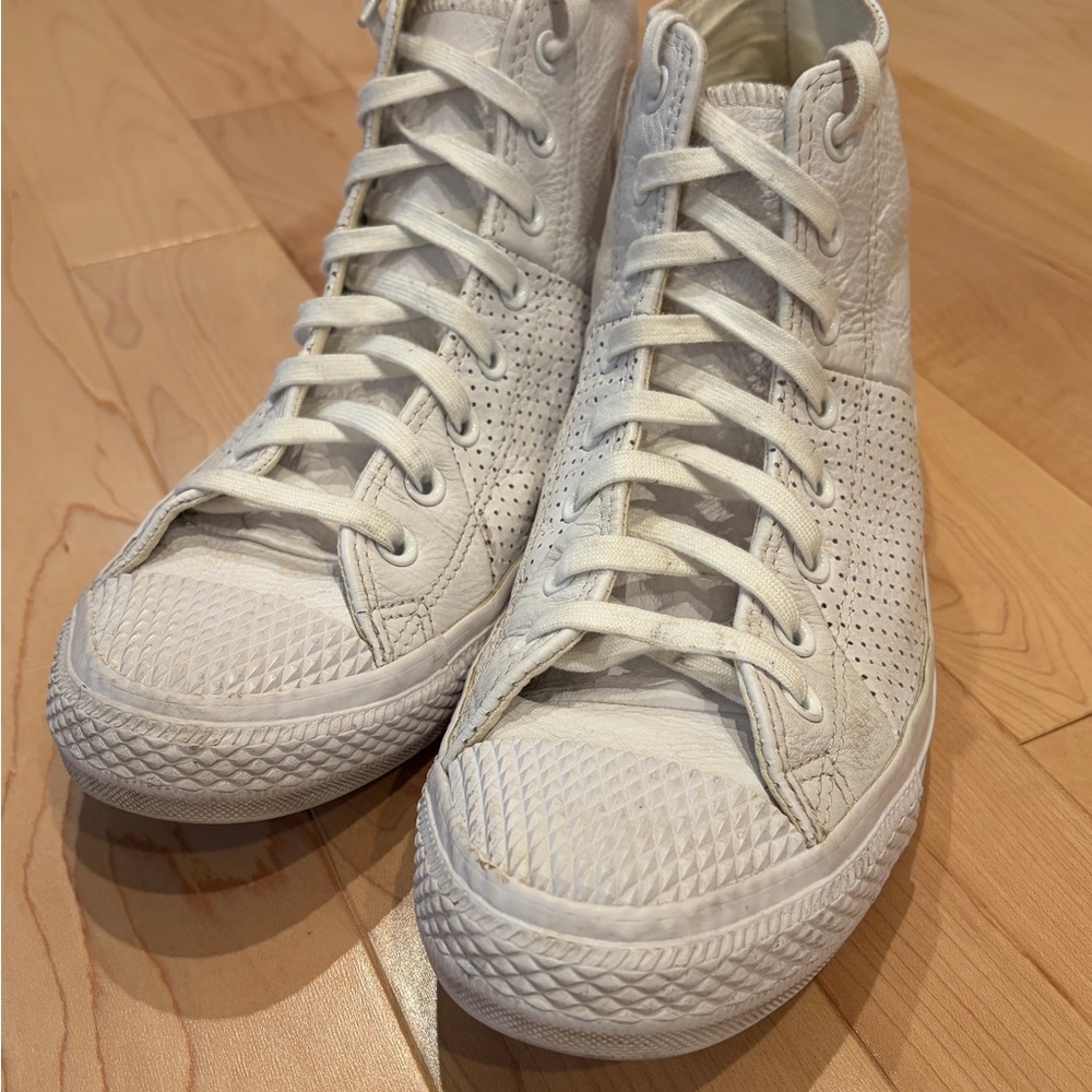 Converse White Textured High-Top Sneakers